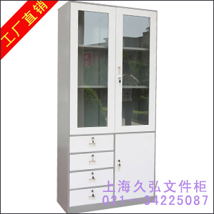 上海双色薄边四斗书柜图片